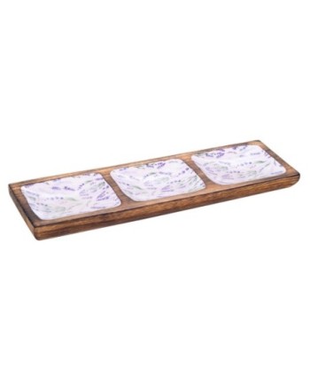 ORIGEN Home Decor Bandeja rectangular lavanda Posavasos | Bandeja Marrón Rectangular - 3x36x10cm