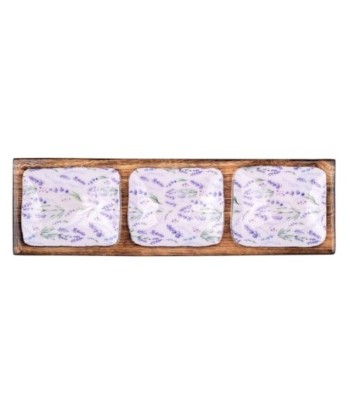 ORIGEN Home Decor Bandeja rectangular lavanda Posavasos | Bandeja Marrón Rectangular - 3x36x10cm
