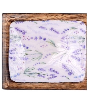 ORIGEN Home Decor Bandeja rectangular lavanda Posavasos | Bandeja Marrón Rectangular - 3x36x10cm