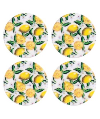 ORIGEN Home Decor posavasos limones 4 U Posavasos | Amarillo Redondo - 1x10x10cm