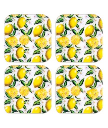 ORIGEN Home Decor posavasos limones 4 U Posavasos | Amarillo Rectangular - 1x10x10cm