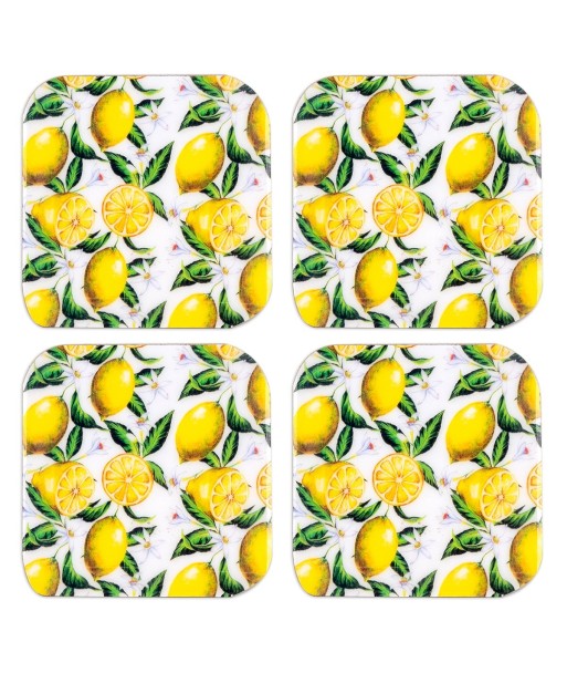 ORIGEN Home Decor posavasos limones 4 U Posavasos | Amarillo Rectangular - 1x10x10cm