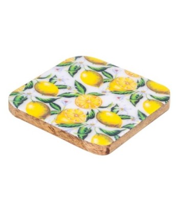 ORIGEN Home Decor posavasos limones 4 U Posavasos | Amarillo Rectangular - 1x10x10cm