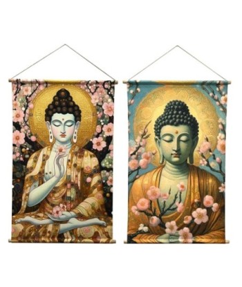 Lienzo Enrollable Buda Decorativo Oriental 2 Unidades para Pared, Cuadro Moderno de Arte, Adorno Estilo Zen