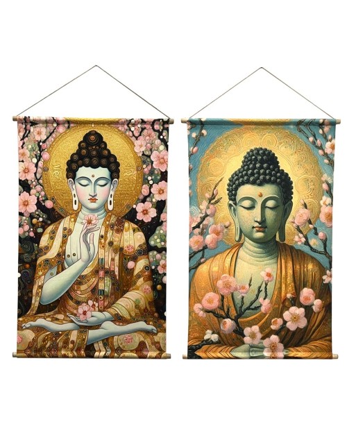 Lienzo Enrollable Buda Decorativo Oriental 2 Unidades para Pared, Cuadro Moderno de Arte, Adorno Estilo Zen