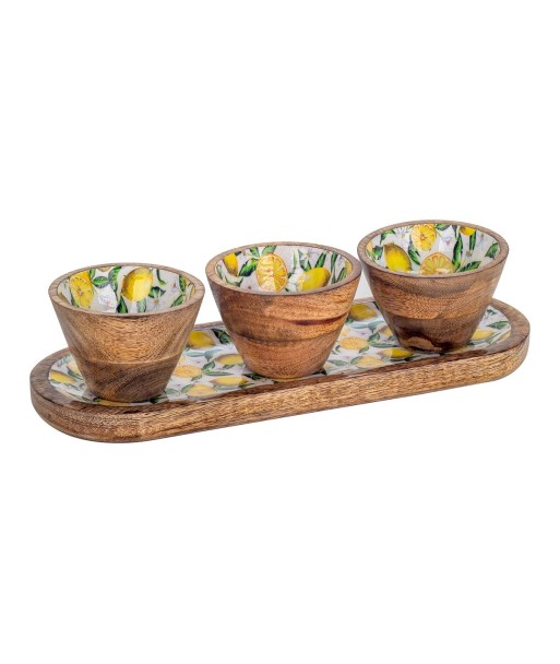ORIGEN Home Decor Bandeja limones con bowls Cajas Y Bandejas | Bandeja Amarillo - 3x38x13cm
