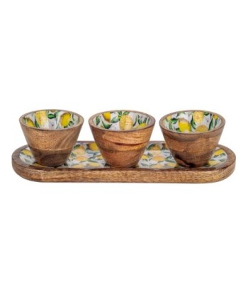 ORIGEN Home Decor Bandeja limones con bowls Cajas Y Bandejas | Bandeja Amarillo - 3x38x13cm