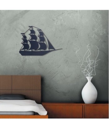 ORIGEN Home Decor Adorno pared barco Apliques Metal | Placa de Metal Negro - 36x52x1cm