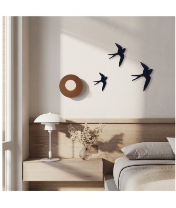 ORIGEN Home Decor Golondrinas 3 U Apliques Metal | Placa de Metal Negro - 30x24x1cm