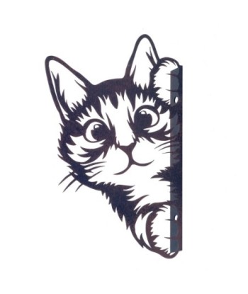 ORIGEN Home Decor Adorno gato Apliques Metal | Placa de Metal Negro - 14x20x2cm