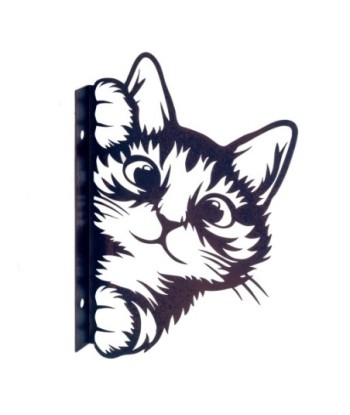 ORIGEN Home Decor Adorno gato Apliques Metal | Placa de Metal Negro - 14x20x2cm