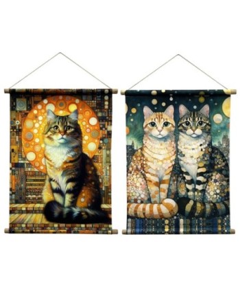 Lienzo Enrollable Gato 2 Dif, Cuadro Decorativo Moderno para Pared, Adorno de Arte Contemporáneo para Hogar
