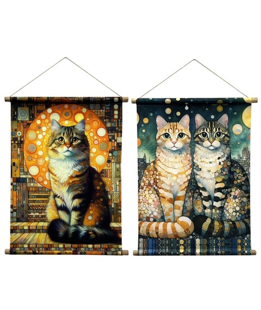 Lienzo Enrollable Gato 2 Dif, Cuadro Decorativo Moderno para Pared, Adorno de Arte Contemporáneo para Hogar