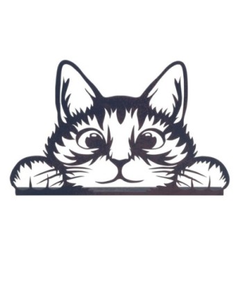 ORIGEN Home Decor Adorno gato Placas Metal | Placa de Metal Negro - 13x20x2cm