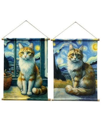 Lienzo Enrollable para Gato 2 Diferentes Diseños, Cuadro Decorativo para Pared, Arte Contemporáneo para Mascotas