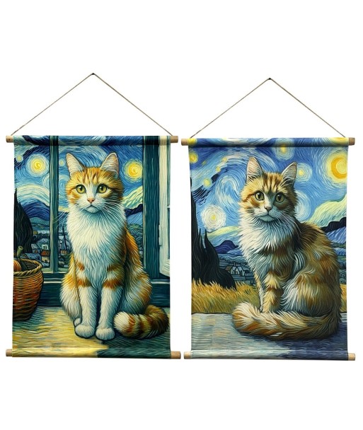 Lienzo Enrollable para Gato 2 Diferentes Diseños, Cuadro Decorativo para Pared, Arte Contemporáneo para Mascotas