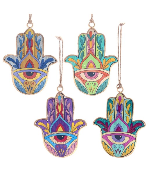 ORIGEN Home Decor Colgante Mano Fátima 4U. Colgantes | Colgante Multicolor - 10x8x1cm