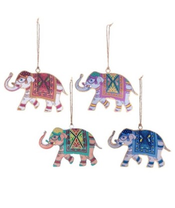 ORIGEN Home Decor Colgante elefante 4 U Colgantes | Colgante Multicolor - 9x14x1cm