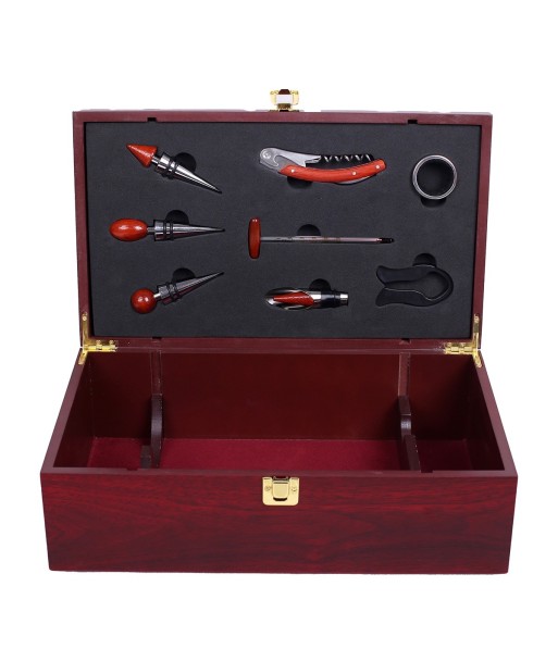 ORIGEN Home Decor Caja vino para dos botellas Abrebotellas | Marrón - 12x36x21cm