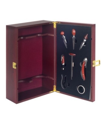 ORIGEN Home Decor Caja vino para dos botellas Abrebotellas | Marrón - 12x36x21cm