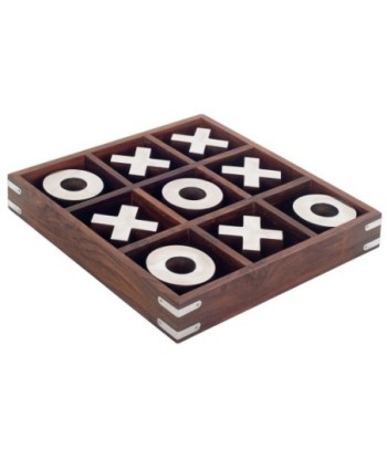 ORIGEN Home Decor Tic tac toe grande Juegos | Juego Tres en Raya Marrón - 25x25x3cm