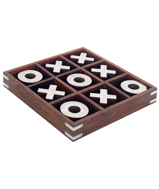 ORIGEN Home Decor Tic tac toe grande Juegos | Juego Tres en Raya Marrón - 25x25x3cm