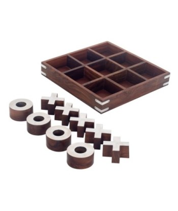 ORIGEN Home Decor Tic tac toe grande Juegos | Juego Tres en Raya Marrón - 25x25x3cm