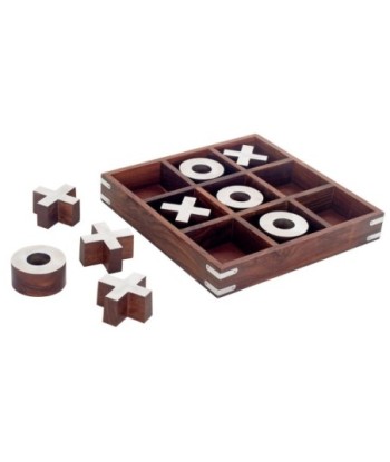 ORIGEN Home Decor Tic tac toe grande Juegos | Juego Tres en Raya Marrón - 25x25x3cm