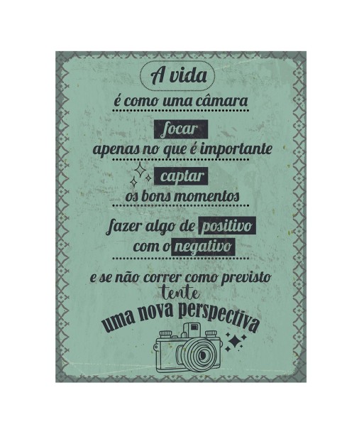 ORIGEN Home Decor Adorno pared portugues Placas Metal | Placa de Metal Verde Rectangular - 33x25x1cm
