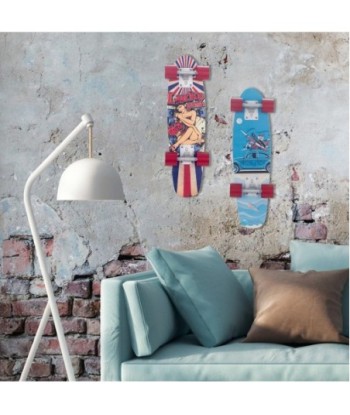 ORIGEN Home Decor Adorno Pared Skate Placas Metal | Placa de Metal Rojo - 55x17x6cm