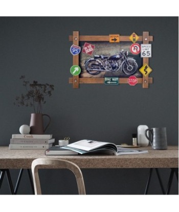 ORIGEN Home Decor Cuadro moto Placas Metal | Placa de Metal Negro Rectangular - 40x60x4cm