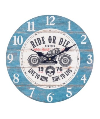 ORIGEN Home Decor - Reloj Moto  Adorno Pared | Relojes Azul - 34x4x34 cm