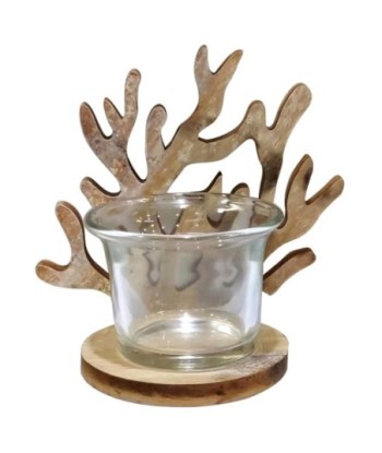 ORIGEN Home Decor - Figura portavelas coral  Figuras | Marinero Marrón - 10x7x11 cm