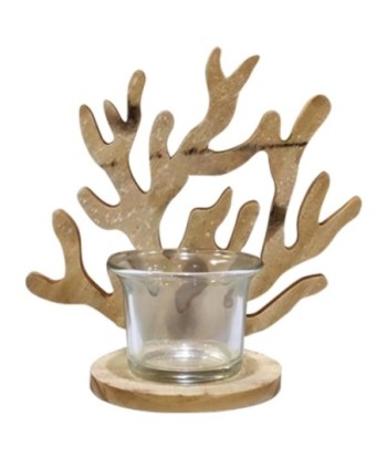 ORIGEN Home Decor - Figura portavelas coral  Figuras | Marinero Marrón - 13x8x15 cm