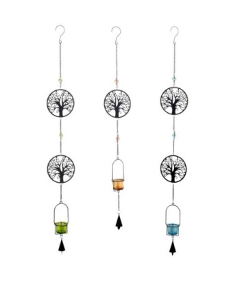 ORIGEN Home Decor - Colgante Árbol vida Pack 3 Unidades Decoracion | Jarrones Y Portavelas Negro - 105x6x13 cm