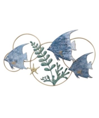 Adorno de Pared de Peces en Metal, Decoración Náutica para Hogar, Aplique Marítimo, Estilo Marino y Acabado Elegante
