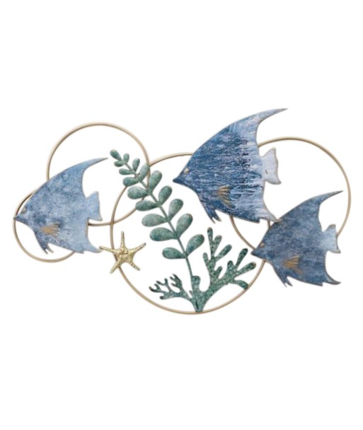 Adorno de Pared de Peces en Metal, Decoración Náutica para Hogar, Aplique Marítimo, Estilo Marino y Acabado Elegante
