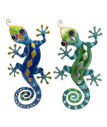 ORIGEN Home Decor - Adorno Lagarto Pack 2 Unidades Adorno Pared | Jardin Azul - 1x32x58 cm