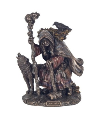 ORIGEN Home Decor - Figura Bruja Cailleach  Figuras | Bronce Plateado - 17x10x15 cm