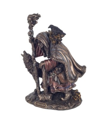 ORIGEN Home Decor - Figura Bruja Cailleach  Figuras | Bronce Plateado - 17x10x15 cm