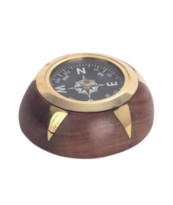 Brujula de madera con base - Náutico decorativo para hogar y oficina