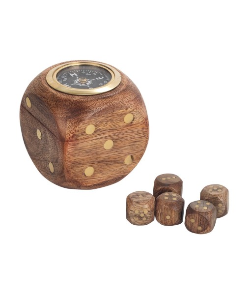 Caja dados con brújula para aventuras náuticas y juegos de rol