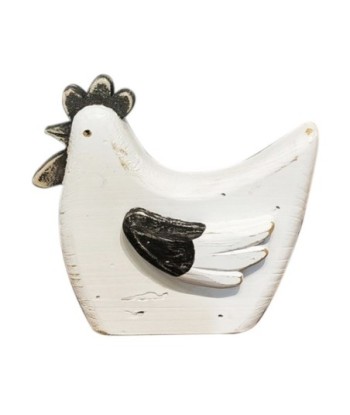 ORIGEN Home Decor - Figura Gallina  Figuras | Animales Blanco - 14x5x15 cm