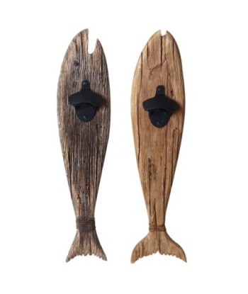 ORIGEN Home Decor - Abrebotellas Pez Pack 2 Unidades Cocina | Abrebotellas Marrón - 46x4x10 cm