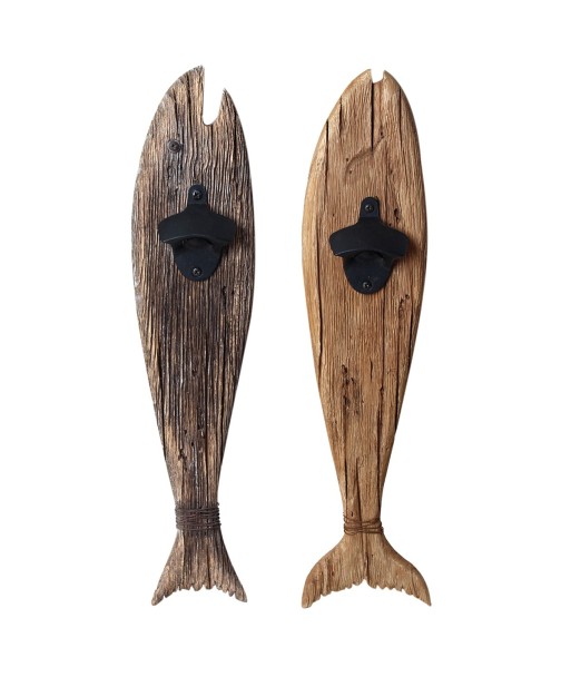 ORIGEN Home Decor - Abrebotellas Pez Pack 2 Unidades Cocina | Abrebotellas Marrón - 46x4x10 cm
