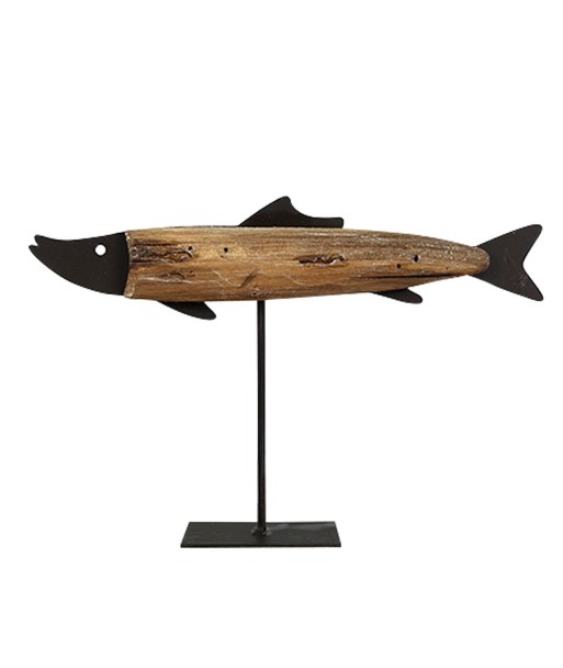 ORIGEN Home Decor - Adorno sobremesa pez  Figuras | Marinero Marrón - 19x4x30 cm