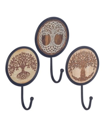 ORIGEN Home Decor - Percha Árbol Vida Pack 3 Unidades Adorno Pared | Percheros Marrón - 17x6x11 cm
