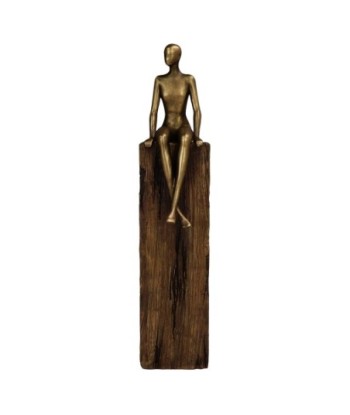 ORIGEN Home Decor - Figura Persona Pedestal  Figuras | Bronce Dorado - 32x7x10 cm
