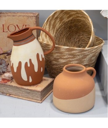 ORIGEN Home Decor - Jarrón Decorativo  Decoracion | Jarrones Y Portavelas Marrón - 14x15x15 cm