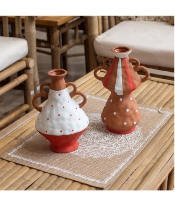 ORIGEN Home Decor - Jarrón Decorativo  Decoracion | Jarrones Y Portavelas Marrón - 23x10x14 cm